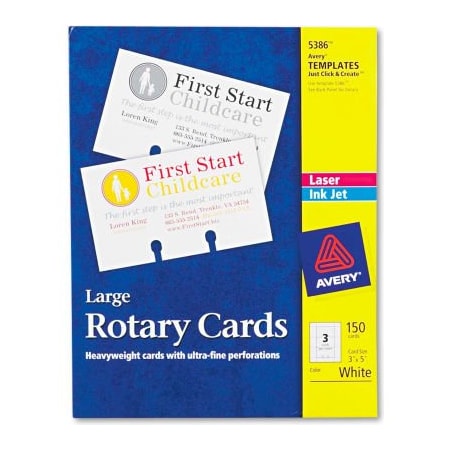Avery Avery Large Rotary Cards 5386, 3" x 5", 3 Cards/Sheet, 50 Cards/Box 5386